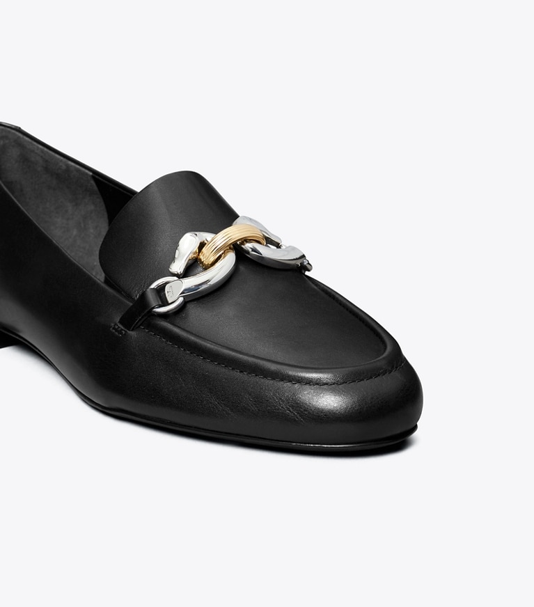 Tory Burch designer flats Jessa Loafer in PERFECT BLACK angle