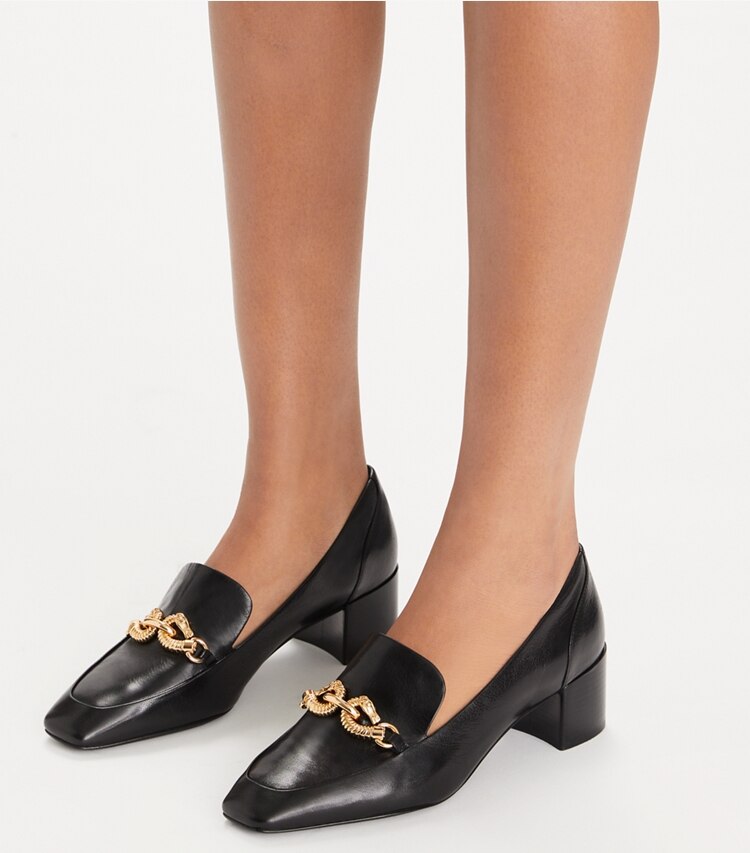 Tory Burch designer heels Jessa Loafer mit Absatz in PERFECT BLACK accessory on model