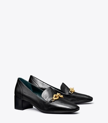Tory Burch designer heels Jessa Loafer mit Absatz in PERFECT BLACK angle