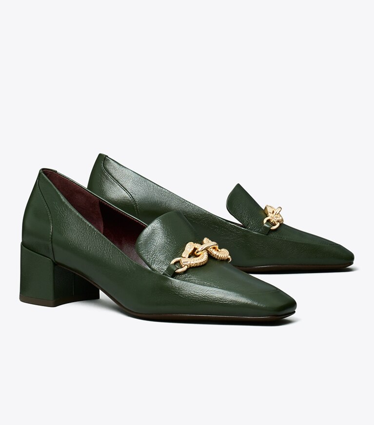 Tory Burch designer heels Jessa Loafer mit Absatz in DARK EMERALD angle