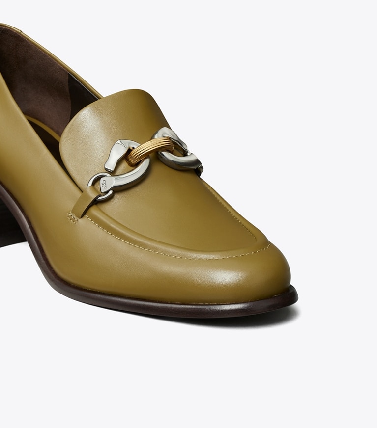 Tory Burch designer heels Jessa Loafer mit Absatz in RAMURE GREEN angle
