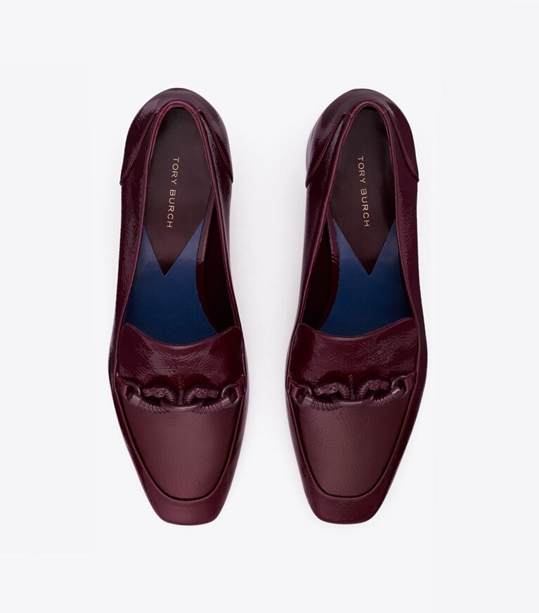 Tory Burch designer heels Jessa Loafer mit Absatz in DARK CARMINE angle