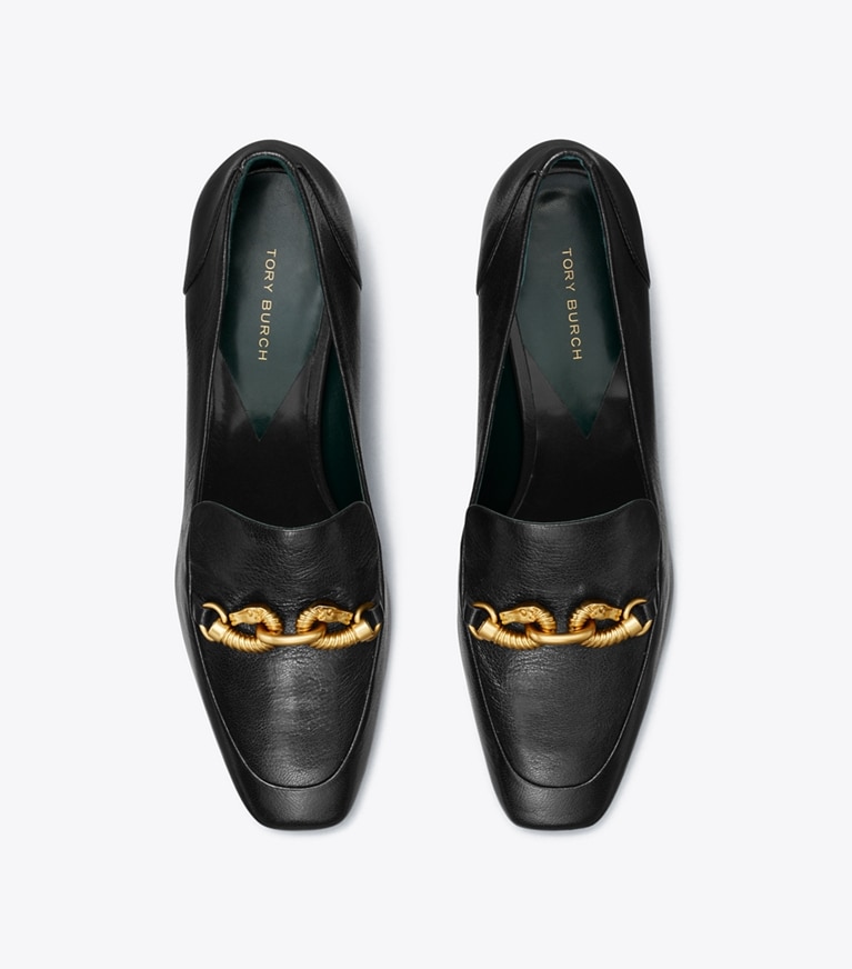 Tory Burch designer heels Jessa Loafer mit Absatz in PERFECT BLACK von oben