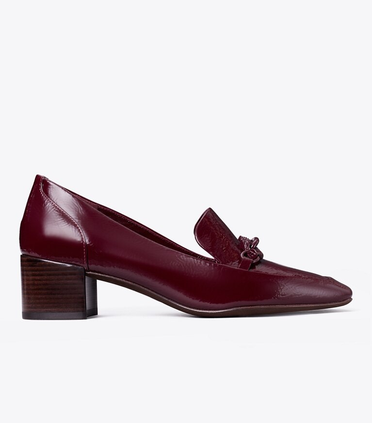 Tory Burch designer heels Jessa Loafer mit Absatz in DARK CARMINE angle