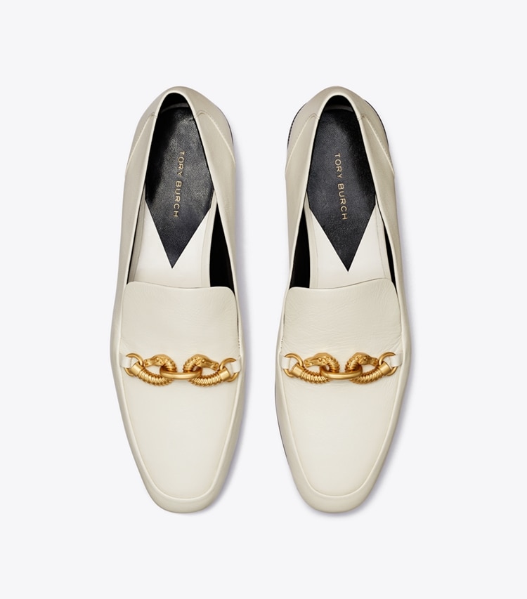 Tory Burch designer flats Jessa Loafer in LIGHT CREAM overhead