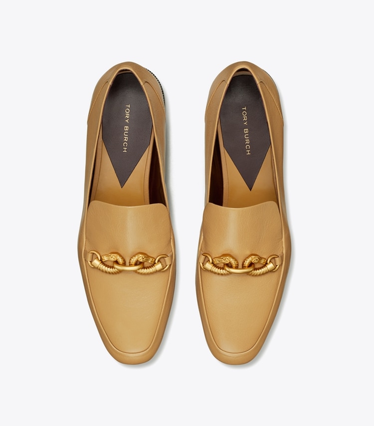 Tory Burch designer flats Jessa Loafer in GINGER SHORTBREAD overhead