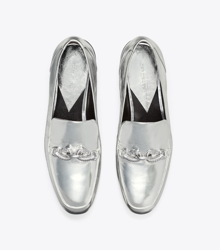 Tory burch silver hot sale metallic flats