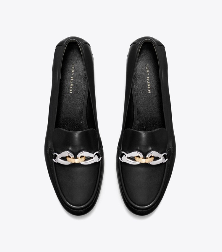 Tory Burch designer flats Jessa Loafer in PERFECT BLACK overhead