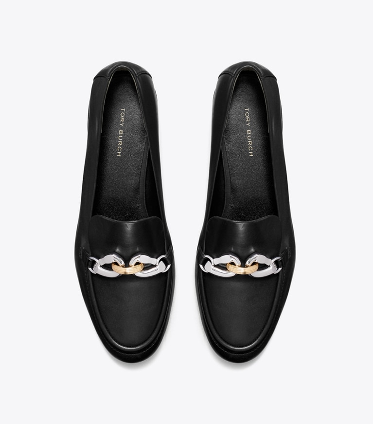 Tory Burch designer flats Jessa Loafer in PERFECT BLACK angle