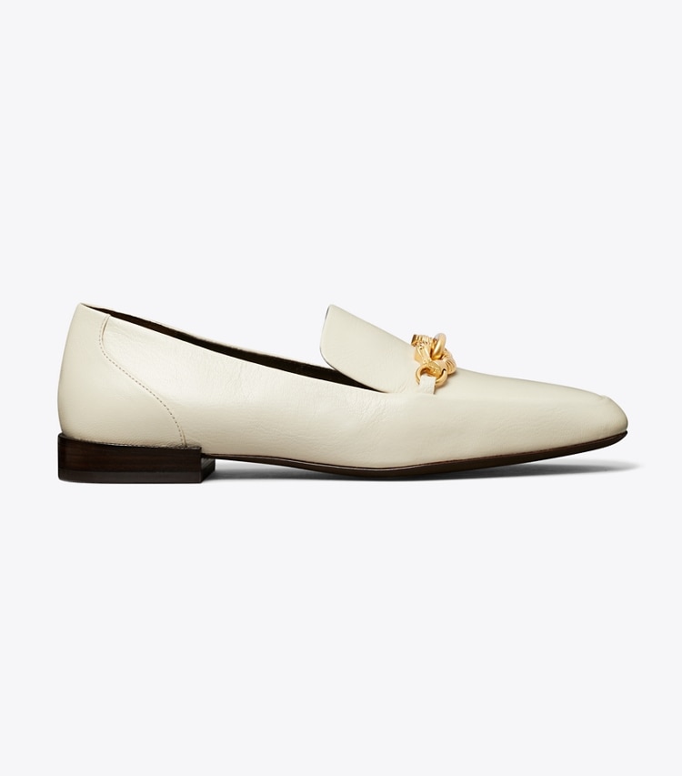 Tory Burch designer flats Jessa Loafer in LIGHT CREAM side