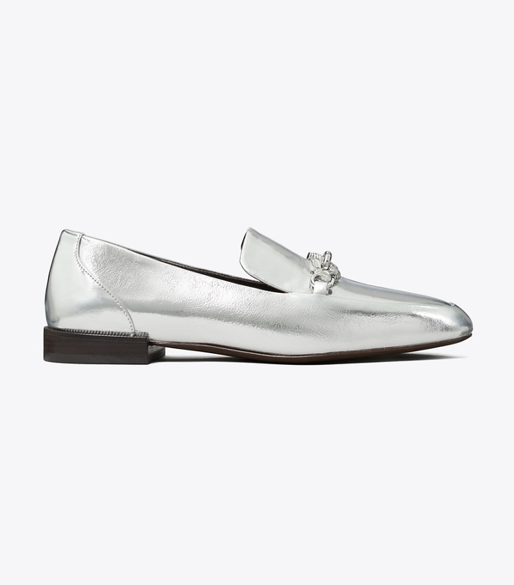 Tory Burch designer flats Jessa Loafer in SILVER side
