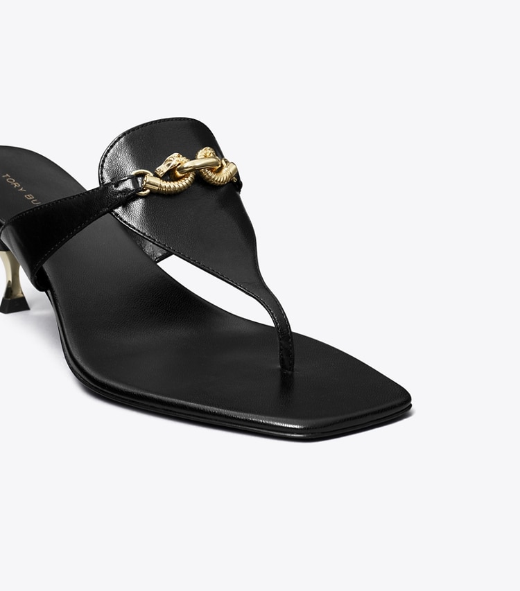 Tory Burch designer sandals Jessa Low Heeled Sandal in PERFECT BLACK detail