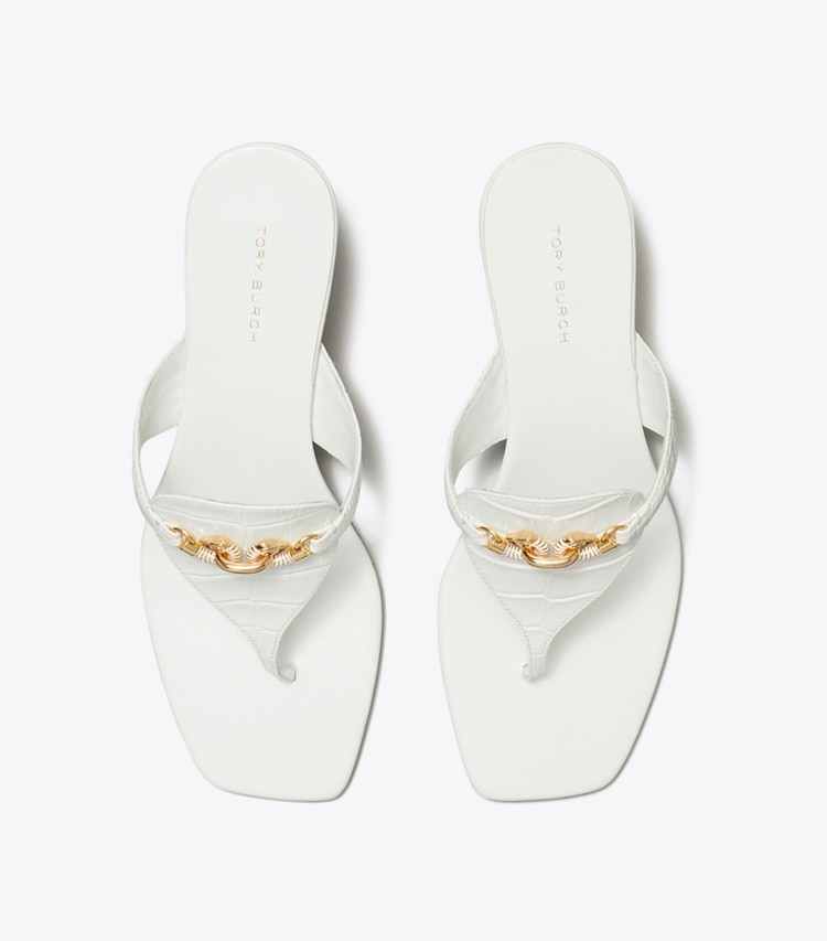 Tory Burch designer sandals Jessa Low Heeled Sandal in GARDENIA overhead