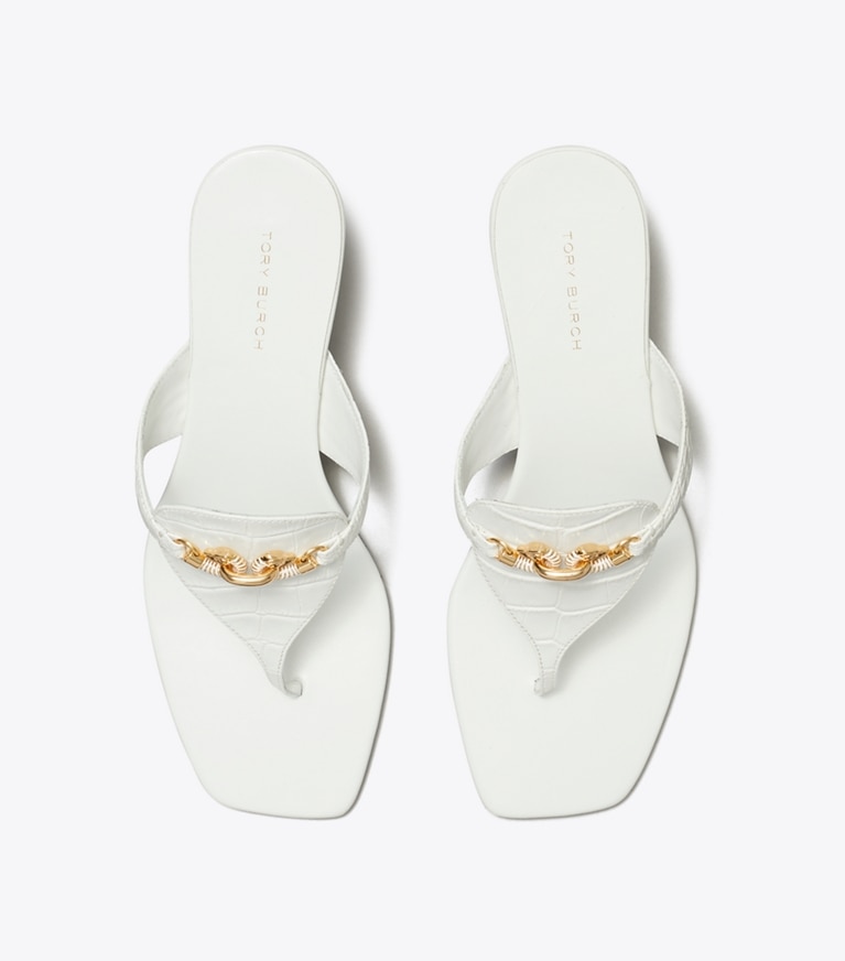 Tory Burch designer sandals Jessa Low Heeled Sandal in GARDENIA angle