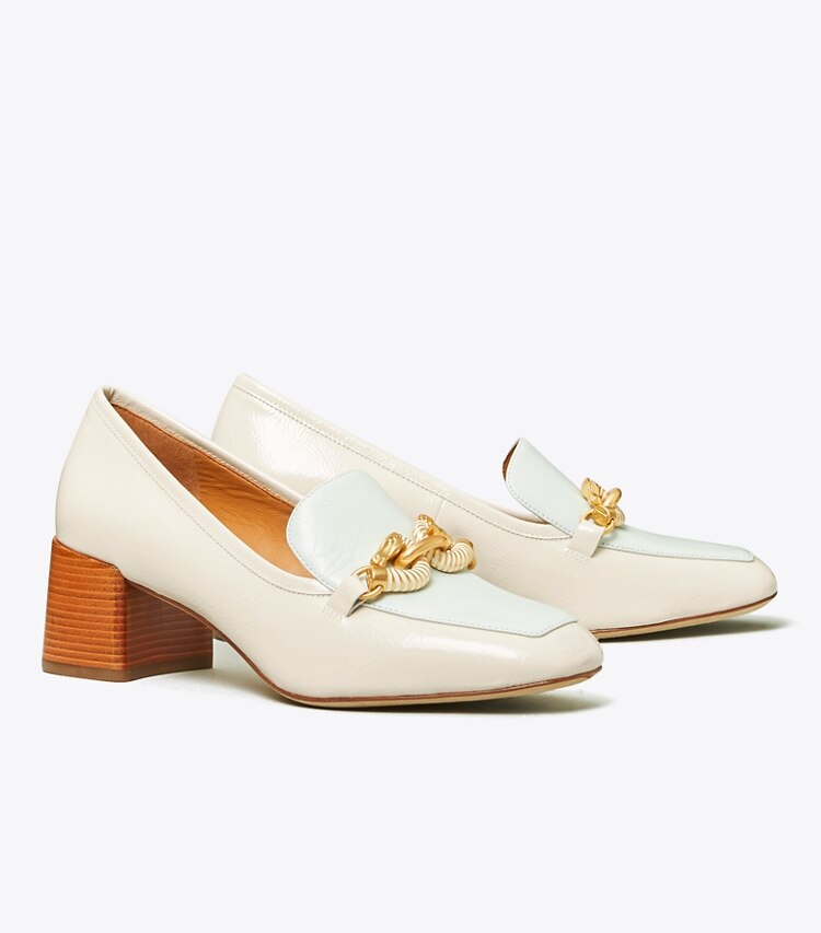 Tory Burch designer heels Jessa Patent Pump in New Ivory / Mint / New Ivory angle