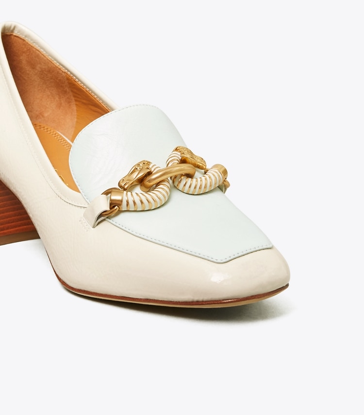 Tory Burch designer heels Jessa Patent Pump in New Ivory / Mint / New Ivory detail