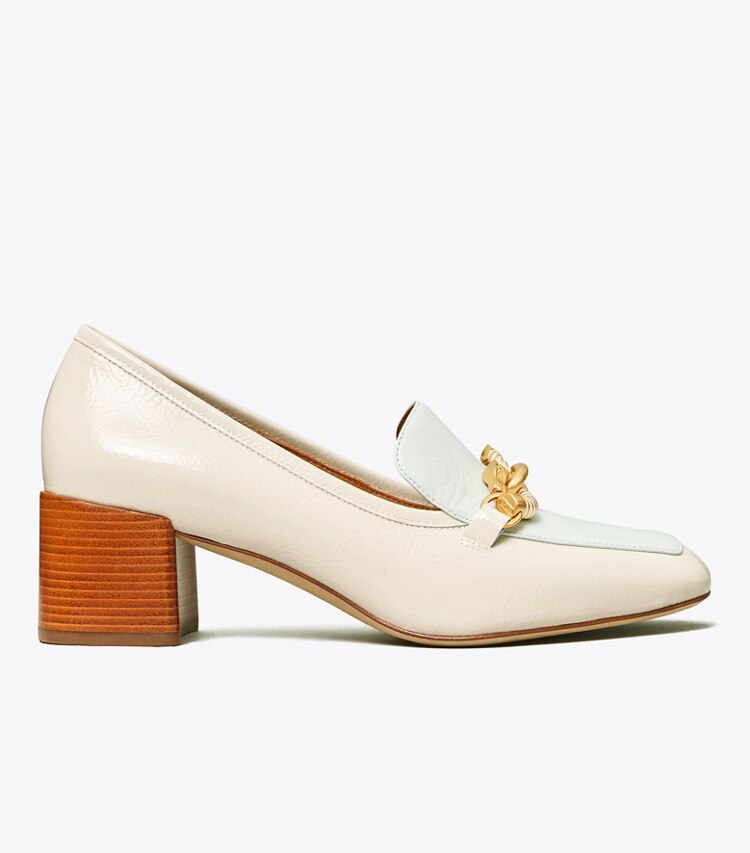 Tory Burch designer heels Jessa Patent Pump in New Ivory / Mint / New Ivory side