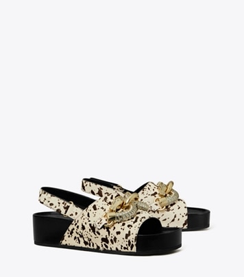 関送込【Tory Burch】Jessa レザー スリングバックサンダル TORY BURCH SANDAL JESSA EQUESTRIAN PLATFORM SLINGBACK BLACK