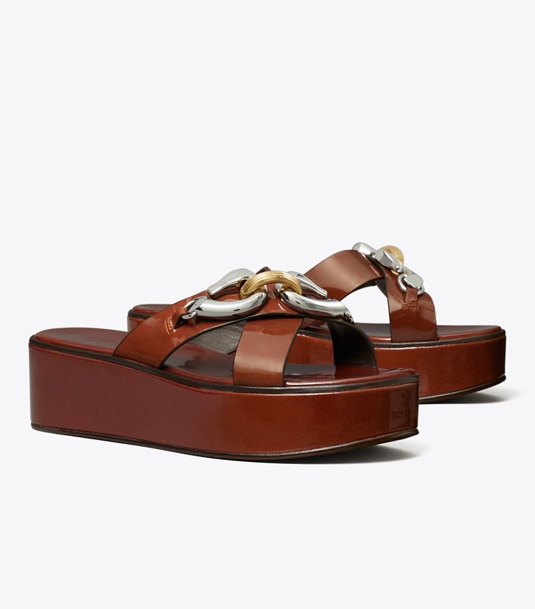 Tory Burch designer sandals Jessa Platform Sandal in RUSSET BROWN angle