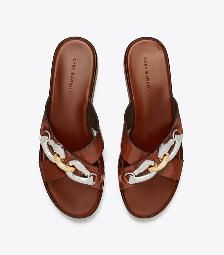 Tory Burch designer sandals Jessa Platform Sandal in RUSSET BROWN angle