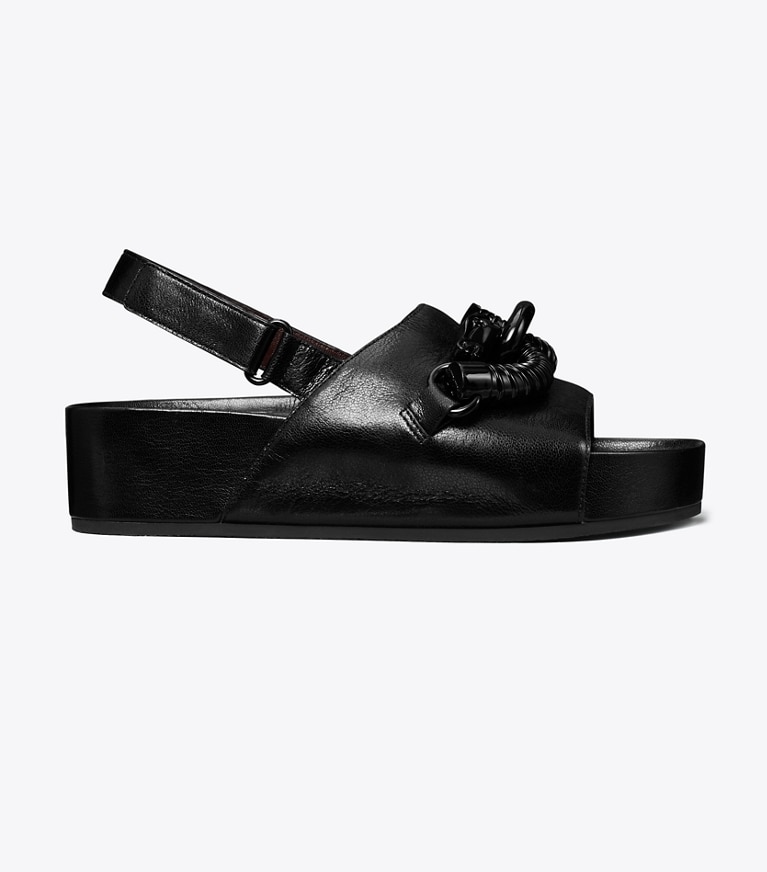 Tory outlets Burch Platform Black Patent Sandals Shoes Women’s 7.5