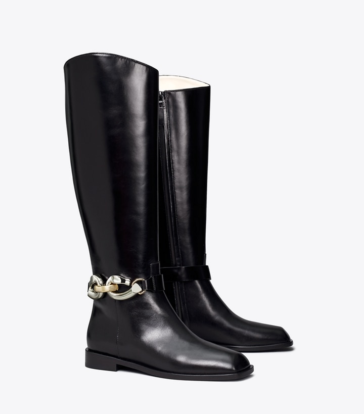 Tory Burch designer knee boots Jessa Riding Boot in PERFECT BLACK angle
