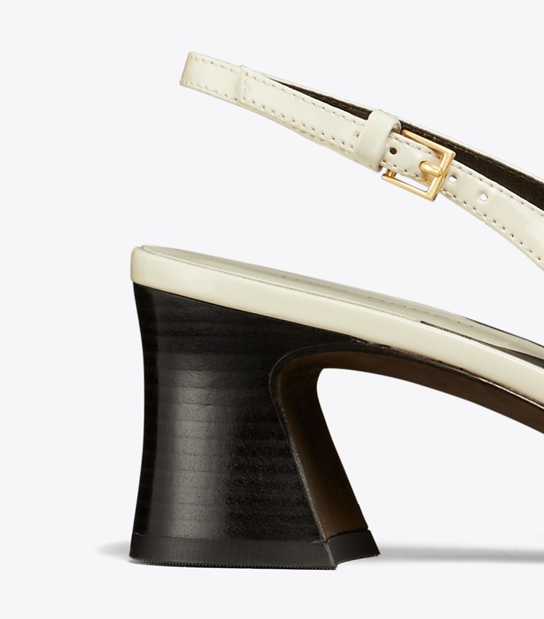 Tory Burch designer heels Jessa Slingback Heel in LIGHT CREAM / GOLD angle