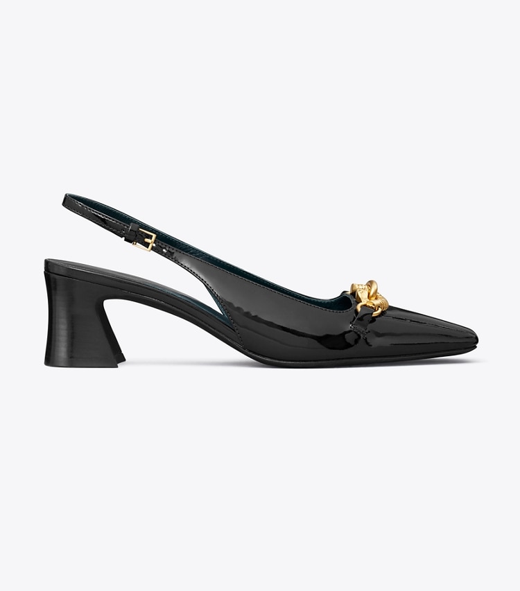 Tory Burch designer heels Jessa Slingback Heel in PERFECT BLACK / GOLD side
