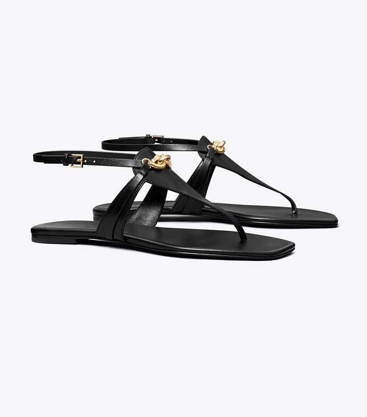 Tory Burch designer sandals Jessa T-Strap Sandal in PERFECT BLACK angle