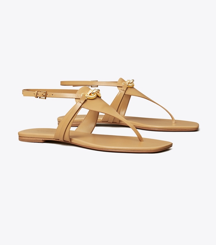 Tory Burch designer sandals Jessa T-Strap Sandal in GINGER SHORTBREAD angle