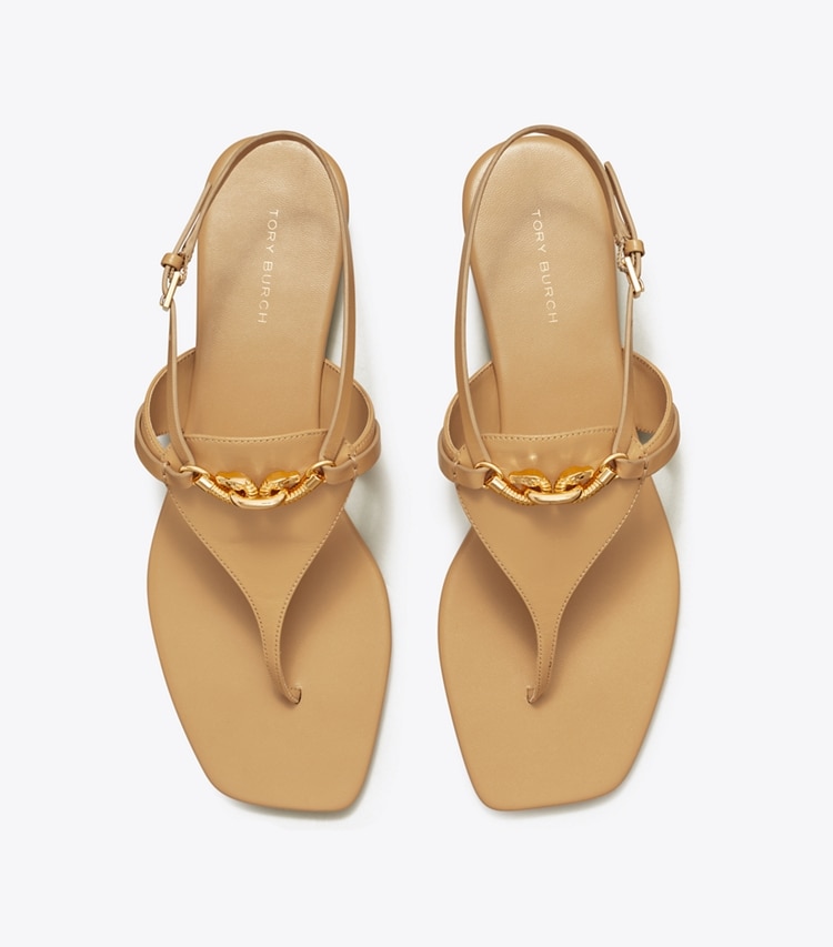 Tory Burch designer sandals Jessa T-Strap Sandal in GINGER SHORTBREAD overhead