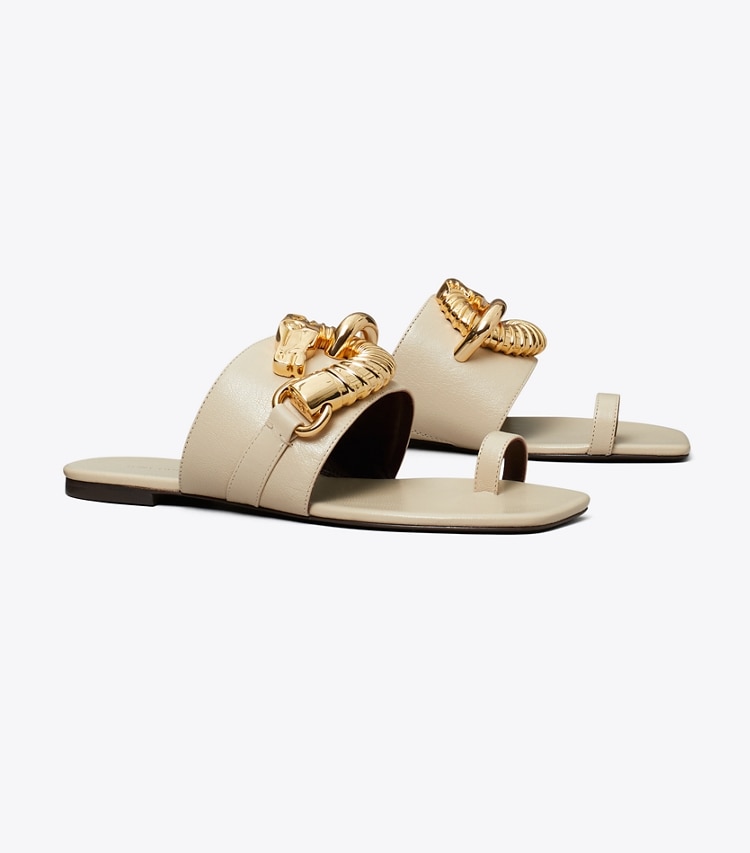 Tory Burch designer sandals Jessa Toe Ring Sandal in STONE GRAY angle