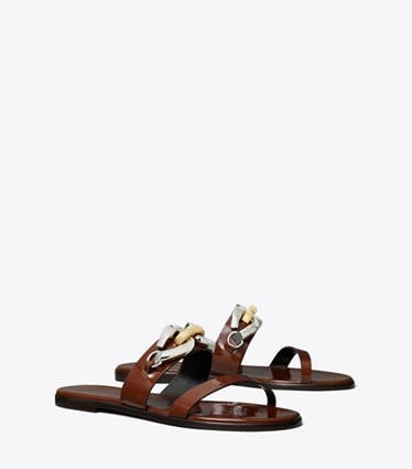 Tory Burch designer sandals Jessa Two-Strap Sandal in RUSSET BROWN angle