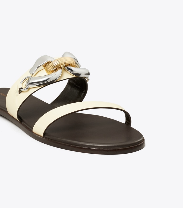 Tory Burch designer sandals Jessa Two-Strap Sandal in SOFT CUSTARD angle