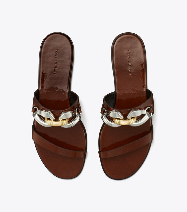 Tory Burch designer sandals Jessa Two-Strap Sandal in RUSSET BROWN angle