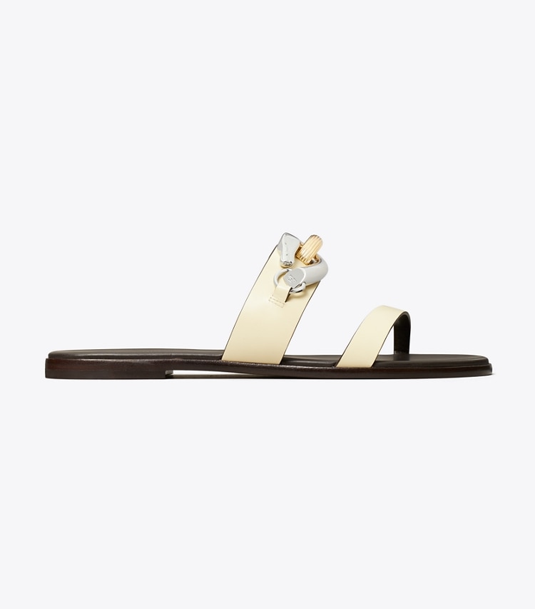 Tory Burch designer sandals Jessa Two-Strap Sandal in SOFT CUSTARD side