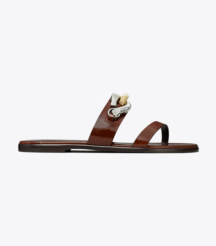 Tory Burch designer sandals Jessa Two-Strap Sandal in RUSSET BROWN side