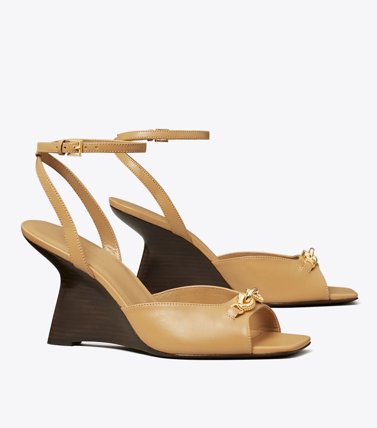 Tory Burch designer sandals Jessa Wedge Sandal in GINGER SHORTBREAD angle