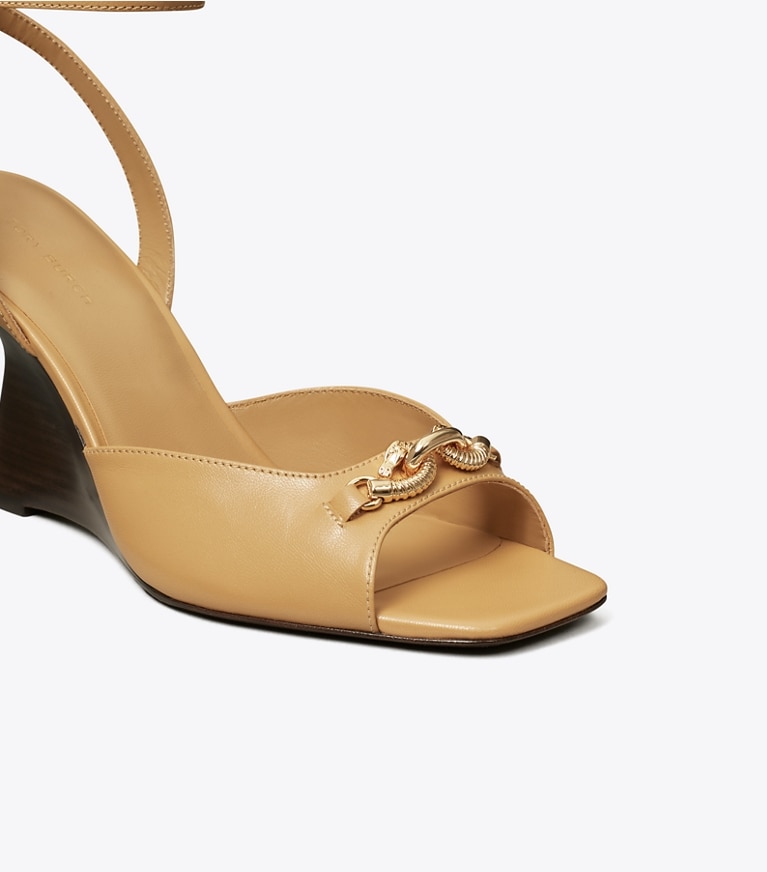 Tory Burch designer sandals Jessa Wedge Sandal in GINGER SHORTBREAD angle