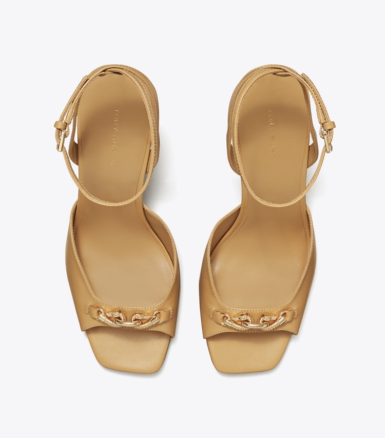 Tory Burch designer sandals Jessa Wedge Sandal in GINGER SHORTBREAD overhead