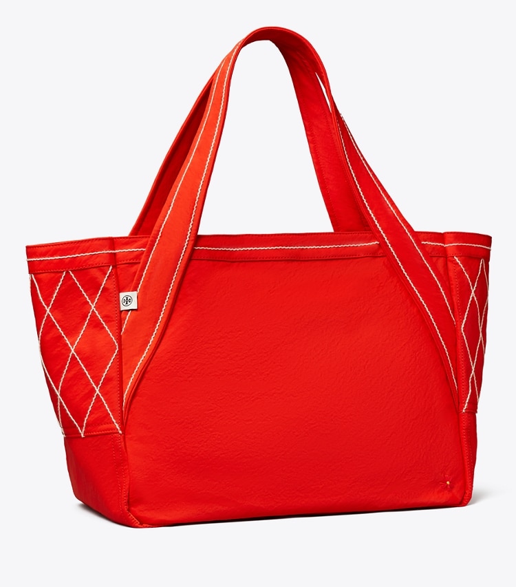 Tory Burch designer tote bags Jet Lag Tote in Red Jasmine angle
