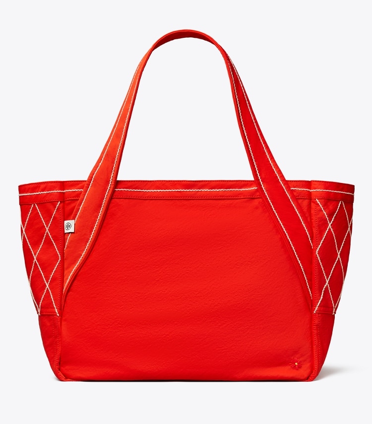 Tory Burch designer tote bags Jet Lag Tote in Red Jasmine front