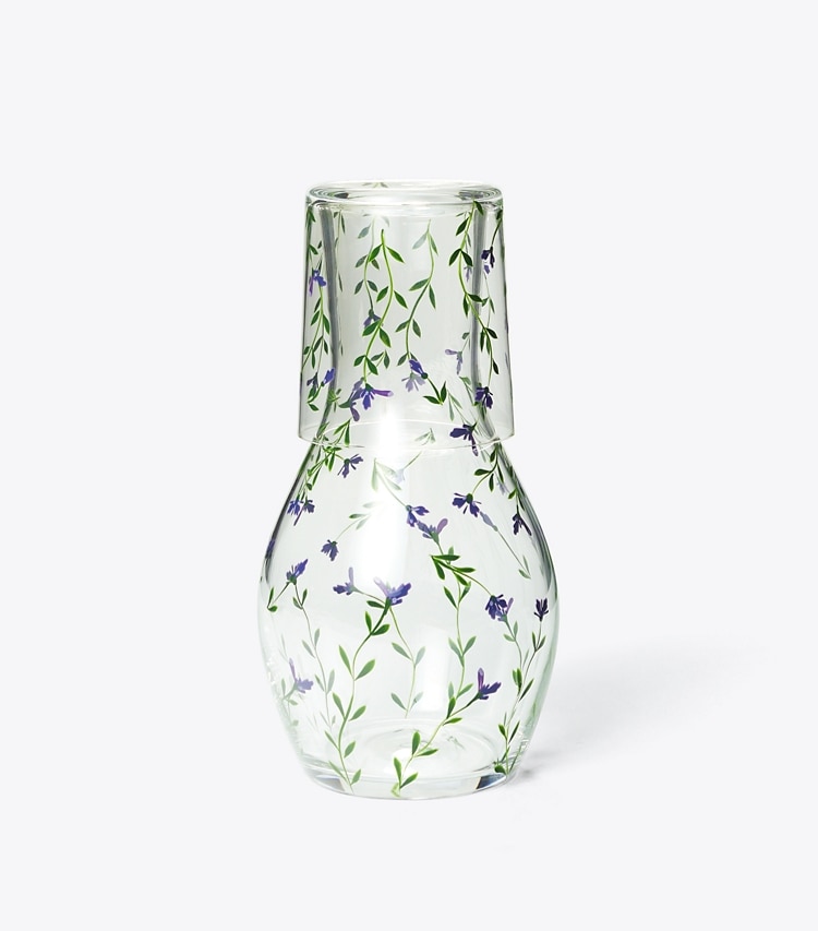 Tory Burch designer tabletop & drinkware Jolie Fleur Carafe and Cup Set in Purple Multi front