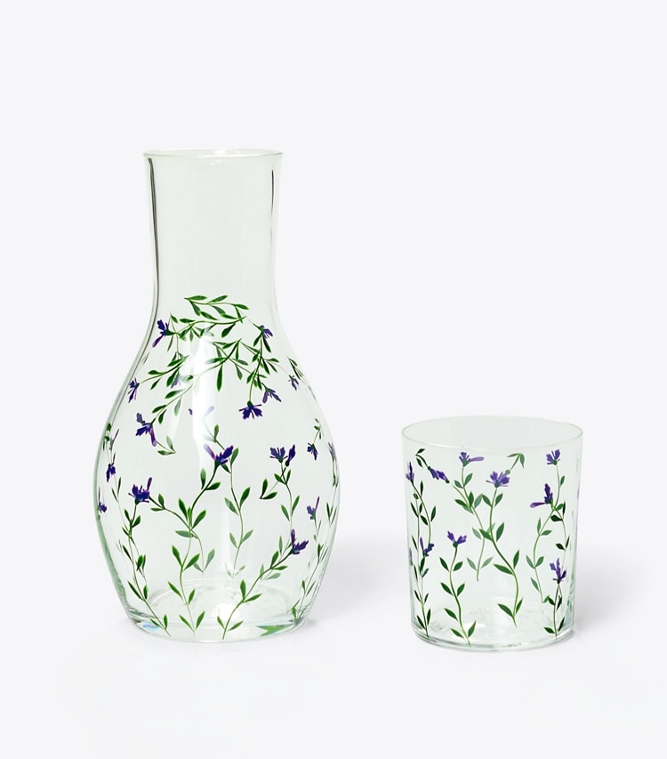 Tory Burch designer tabletop & drinkware Jolie Fleur Carafe and Cup Set in Purple Multi group