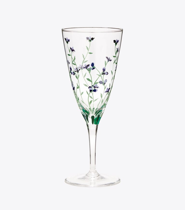 Tory Burch designer tabletop & drinkware Jolie Fleur Champagne Glass, Set of 2 in Clear / Multi group