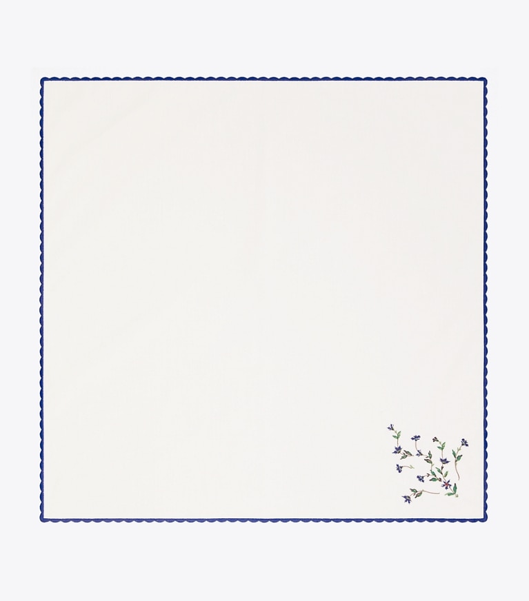 Tory Burch designer linens Jolie Fleur Embroidered Napkin, Set of 4 in NEW IVORY front