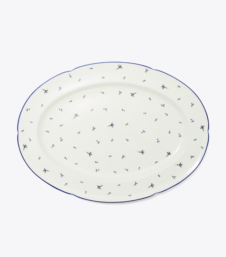 Tory Burch designer tabletop & drinkware Jolie Fleur Platter in NEW IVORY front