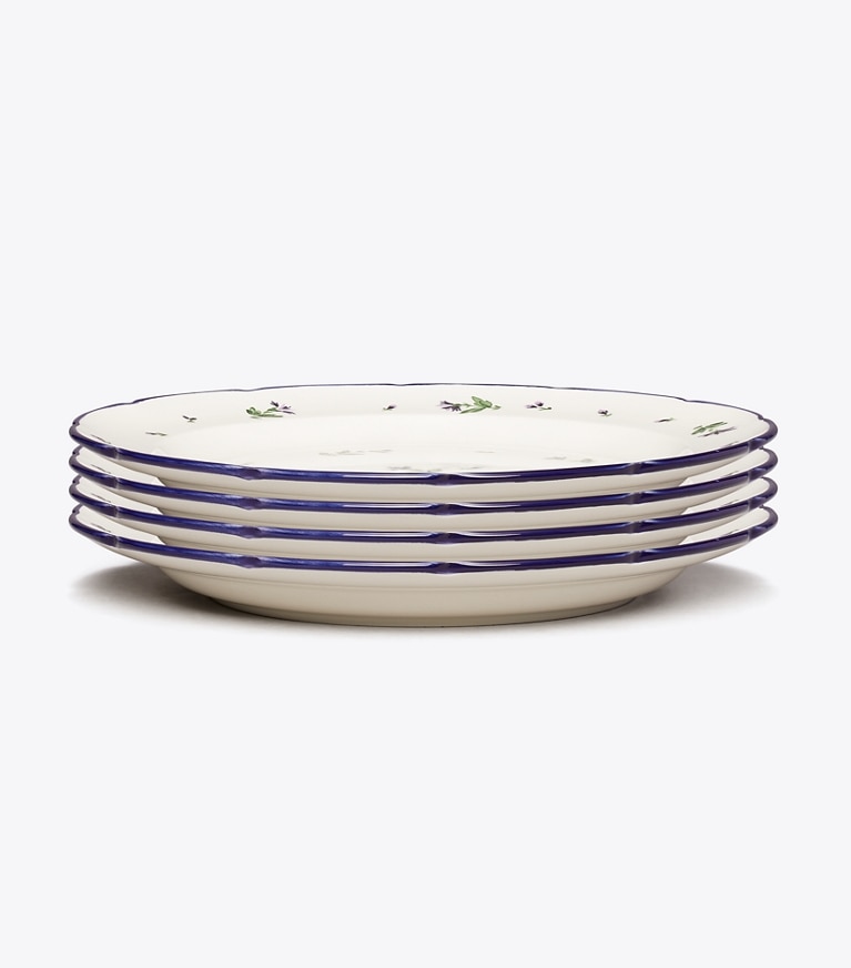 Tory Burch designer tabletop & drinkware Jolie Fleur Salad Plate, Set of 4 in NEW IVORY front