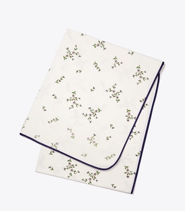 Tory Burch designer linens Jolie Fleur Square Tablecloth, 70" in NEW IVORY front