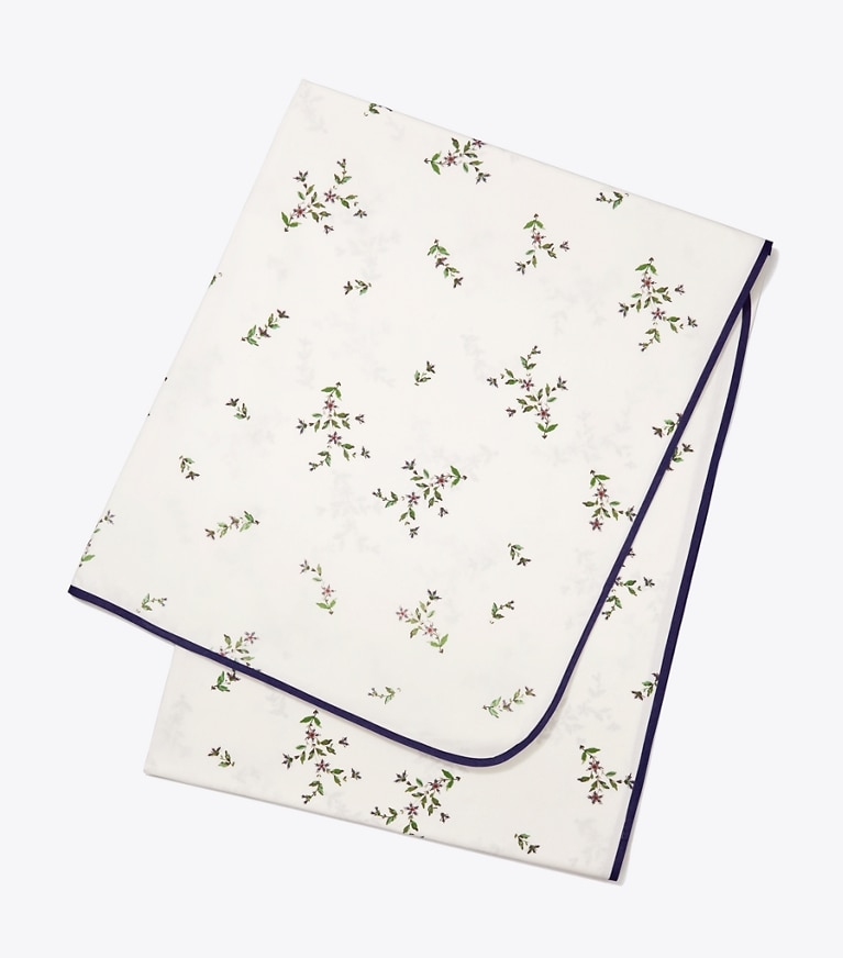 Tory Burch designer linens Jolie Fleur Square Tablecloth, 70" in NEW IVORY front